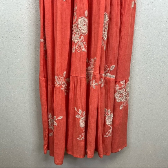 Coco + Jaimeson S Chic Coral Floral Maxi Dress Beach Vacation Boho Resort Summer - Picture 6 of 12
